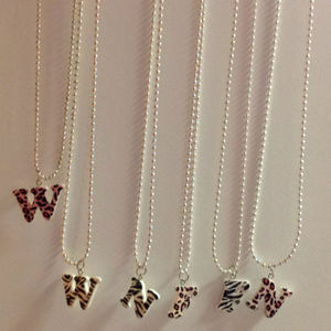 silver Ball Chain w/patterned letter Pendant "W" or "N"    .... NPP4
